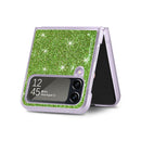 For Samsung Galaxy Z Flip4 JUNSUNMAY Glitter Leather Skin PC Folding Phone Case(Green)