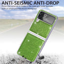 For Samsung Galaxy Z Flip4 JUNSUNMAY Glitter Leather Skin PC Folding Phone Case(Green)