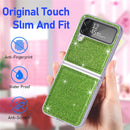 For Samsung Galaxy Z Flip4 JUNSUNMAY Glitter Leather Skin PC Folding Phone Case(Green)