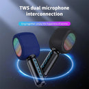 JY57 TWS Wireless Karaoke Microphone Bluetooth Handheld Portable Speaker Home KTV Player with LED Lights
