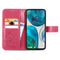 For Motorola Moto G52 Four-leaf Clasp Embossed Buckle Leather Phone Case(Rose Red)