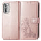 For Motorola Moto G52 Four-leaf Clasp Embossed Buckle Leather Phone Case(Rose Gold)