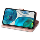 For Motorola Moto G52 Four-leaf Clasp Embossed Buckle Leather Phone Case(Rose Gold)