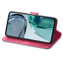 For Motorola Moto G62 Four-leaf Clasp Embossed Buckle Leather Phone Case(Rose Red)