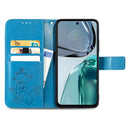 For Motorola Moto G62 Four-leaf Clasp Embossed Buckle Leather Phone Case(Blue)