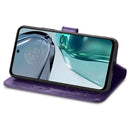 For Motorola Moto G62 Four-leaf Clasp Embossed Buckle Leather Phone Case(Purple)