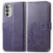 For Motorola Moto G42 Four-leaf Clasp Embossed Buckle Leather Phone Case(Purple)