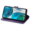 For Motorola Moto G42 Four-leaf Clasp Embossed Buckle Leather Phone Case(Purple)