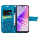 For OPPO A77 Butterfly Love Flower Embossed Flip Leather Phone Case(Blue)