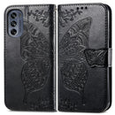 For Motorola Moto G62 Butterfly Love Flower Embossed Flip Leather Phone Case(Black)