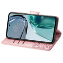 For Motorola Moto G62 Butterfly Love Flower Embossed Flip Leather Phone Case(Rose Gold)