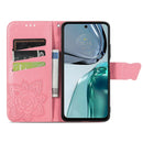 For Motorola Moto G62 Butterfly Love Flower Embossed Flip Leather Phone Case(Pink)