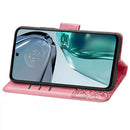 For Motorola Moto G62 Butterfly Love Flower Embossed Flip Leather Phone Case(Pink)