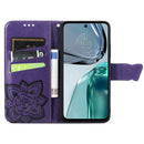 For Motorola Moto G62 Butterfly Love Flower Embossed Flip Leather Phone Case(Dark Purple)