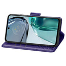 For Motorola Moto G62 Butterfly Love Flower Embossed Flip Leather Phone Case(Dark Purple)