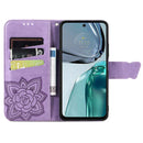 For Motorola Moto G62 Butterfly Love Flower Embossed Flip Leather Phone Case(Light Purple)