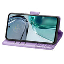 For Motorola Moto G62 Butterfly Love Flower Embossed Flip Leather Phone Case(Light Purple)