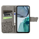 For Motorola Moto G62 Butterfly Love Flower Embossed Flip Leather Phone Case(Gray)