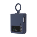 For Samsung Galaxy Flip 4 Silicone Integrated Ring Buckle Phone Case(Dark Blue)