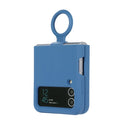 For Samsung Galaxy Flip 4 Silicone Integrated Ring Buckle Phone Case(Blue)