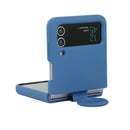 For Samsung Galaxy Flip 4 Silicone Integrated Ring Buckle Phone Case(Blue)