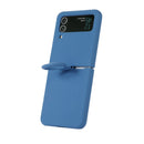 For Samsung Galaxy Flip 4 Silicone Integrated Ring Buckle Phone Case(Blue)