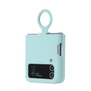 For Samsung Galaxy Flip 3 Silicone Integrated Ring Buckle Phone Case(Sky Blue)