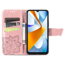 For Xiaomi Poco C40 Butterfly Love Flower Embossed Flip Leather Phone Case(Rose Gold)