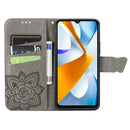 For Xiaomi Poco C40 Butterfly Love Flower Embossed Flip Leather Phone Case(Gray)