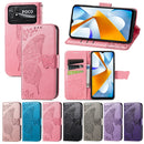 For Xiaomi Poco C40 Butterfly Love Flower Embossed Flip Leather Phone Case(Rose Gold)