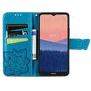 For Nokia C21 Butterfly Love Flower Embossed Flip Leather Phone Case(Blue)