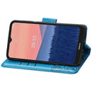 For Nokia C21 Butterfly Love Flower Embossed Flip Leather Phone Case(Blue)
