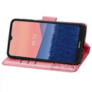 For Nokia C21 Butterfly Love Flower Embossed Flip Leather Phone Case(Pink)