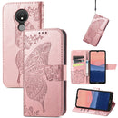 For Nokia C21 Butterfly Love Flower Embossed Flip Leather Phone Case(Rose Gold)