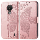 For Nokia C21 Butterfly Love Flower Embossed Flip Leather Phone Case(Rose Gold)