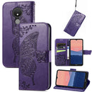 For Nokia C21 Butterfly Love Flower Embossed Flip Leather Phone Case(Dark Purple)