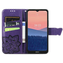 For Nokia C21 Butterfly Love Flower Embossed Flip Leather Phone Case(Dark Purple)