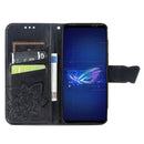 For Asus ROG Phone 6 Butterfly Love Flower Embossed Flip Leather Phone Case(Black)