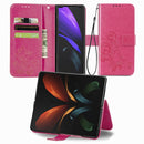 For Samsung Galaxy Z Fold4 Four-leaf Clasp Embossed Buckle Leather Phone Case(Magenta)