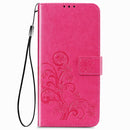 For Samsung Galaxy Z Fold4 Four-leaf Clasp Embossed Buckle Leather Phone Case(Magenta)