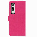 For Samsung Galaxy Z Fold4 Four-leaf Clasp Embossed Buckle Leather Phone Case(Magenta)