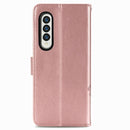 For Samsung Galaxy Z Fold4 Four-leaf Clasp Embossed Buckle Leather Phone Case(Rose Gold)