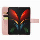For Samsung Galaxy Z Fold4 Four-leaf Clasp Embossed Buckle Leather Phone Case(Rose Gold)