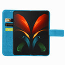 For Samsung Galaxy Z Fold4 Four-leaf Clasp Embossed Buckle Leather Phone Case(Blue)
