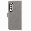 For Samsung Galaxy Z Fold4 Four-leaf Clasp Embossed Buckle Leather Phone Case(Gray)