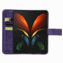 For Samsung Galaxy Z Fold4 Four-leaf Clasp Embossed Buckle Leather Phone Case(Purple)
