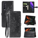 For Samsung Galaxy Z Fold4 Mandala Flower Embossed Leather Phone Case(Black)
