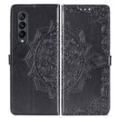 For Samsung Galaxy Z Fold4 Mandala Flower Embossed Leather Phone Case(Black)