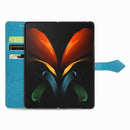 For Samsung Galaxy Z Fold4 Mandala Flower Embossed Leather Phone Case(Blue)
