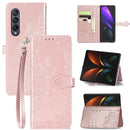 For Samsung Galaxy Z Fold4 Mandala Flower Embossed Leather Phone Case(Rose Gold)